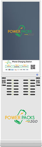 SS-24 self-standing charging station with 43-inch advertising screen